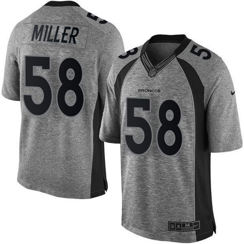 Broncos #58 Von Miller Gray Stitched Limited Gridiron Gray Nike Jersey