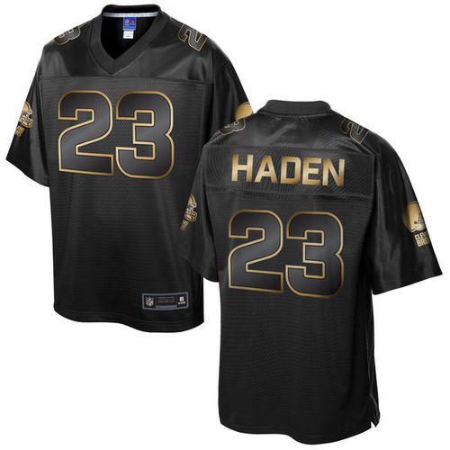 Browns #23 Joe Haden Pro Line Black Gold Collection Stitched Game Nike Jersey