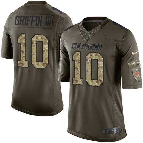 Browns #10 Robert Griffin III Green Stitched Limited Salute To Service Nike Jersey