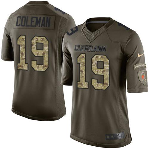 Browns #19 Corey Coleman Green Stitched Limited Salute To Service Nike Jersey