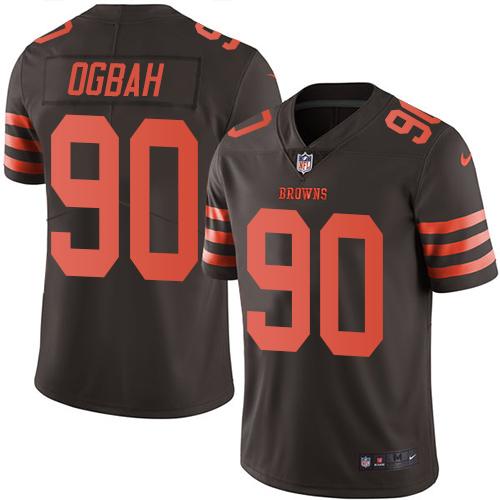 Browns #90 Emmanuel Ogbah Brown Stitched Limited Rush Nike Jersey