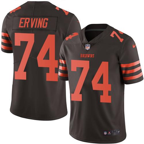 Browns #74 Cameron Erving Brown Stitched Limited Rush Nike Jersey