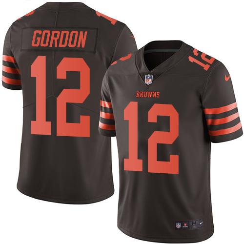 Browns #12 Josh Gordon Brown Stitched Limited Rush Nike Jersey