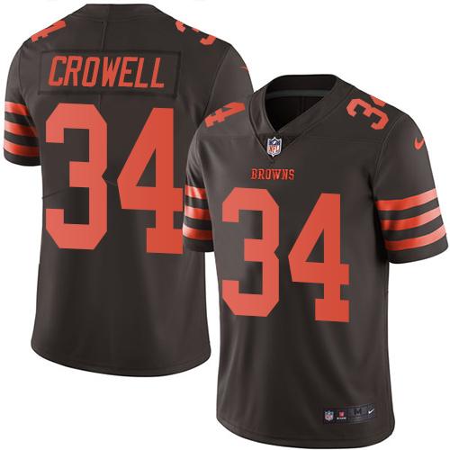 Browns #34 Isaiah Crowell Brown Stitched Limited Rush Nike Jersey