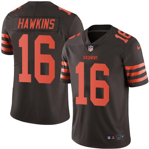 Browns #16 Andrew Hawkins Brown Stitched Limited Rush Nike Jersey