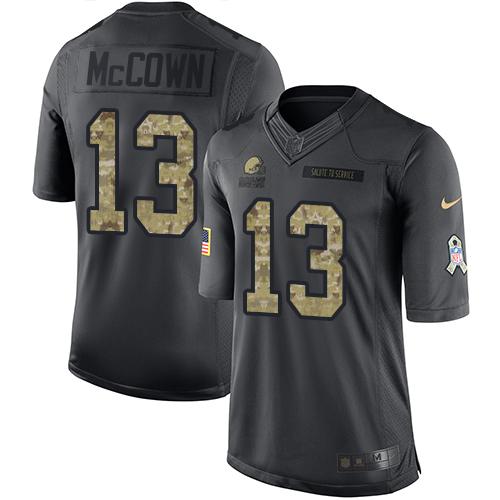 Browns #13 Josh McCown Black Stitched Limited 2016 Salute To Service Nike Jersey