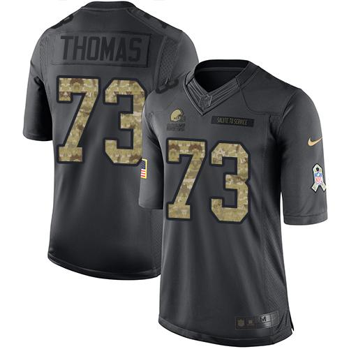 Browns #73 Joe Thomas Black Stitched Limited 2016 Salute To Service Nike Jersey
