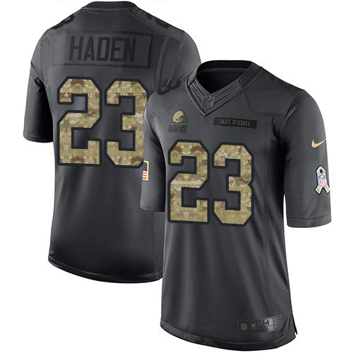 Browns #23 Joe Haden Black Stitched Limited 2016 Salute To Service Nike Jersey