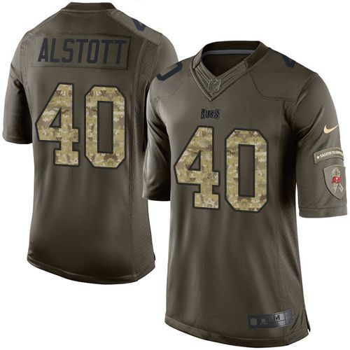 Buccaneers #40 Mike Alstott Green Stitched Limited Salute To Service Nike Jersey