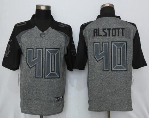 Buccaneers #40 Mike Alstott Gray Stitched Limited Gridiron Gray Nike Jersey