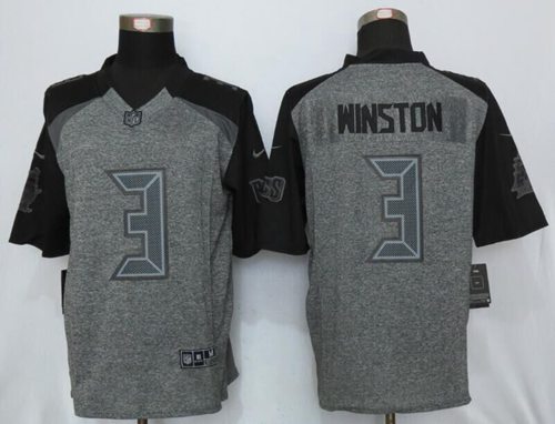Buccaneers #3 Jameis Winston Gray Stitched Limited Gridiron Gray Nike Jersey