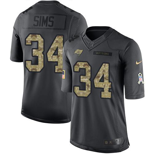 Buccaneers #34 Charles Sims Black Stitched Limited 2016 Salute To Service Nike Jersey