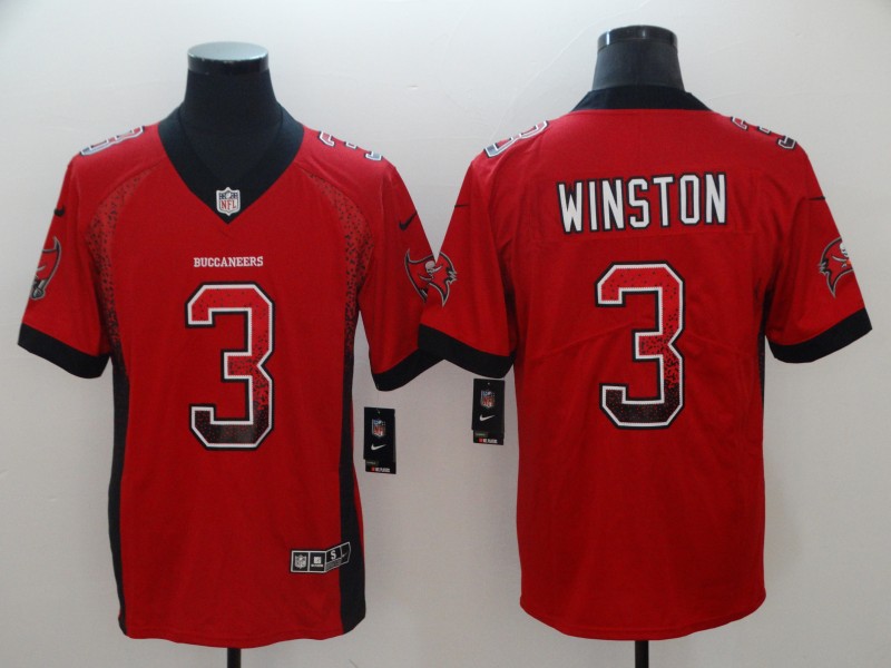 Buccaneers #3 Jameis Winston Red 2018 Drift Fashion Color Rush Limited Stitched Jersey