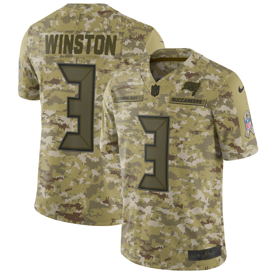 Buccaneers #3 Jameis Winston 2018 Camo Salute To Service Limited Stitched Jersey