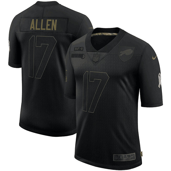 Buffalo Bills #17 Josh Allen 2020 Black Salute To Service Limited Stitched Jersey
