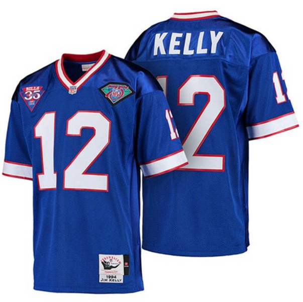 Buffalo Bills #12 Jim Kelly Blue Stitched Jersey