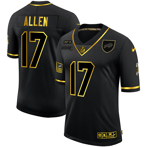 Buffalo Bills #17 Josh Allen 2020 Black Gold Salute To Service Limited Stitched Jersey
