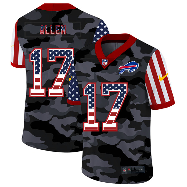 Buffalo Bills #17 Josh Allen 2020 Camo USA Flag Limited Stitched Jersey