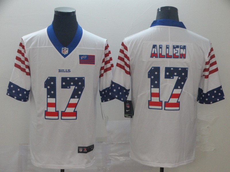 Buffalo Bills #17 Josh Allen White USA Flag Limited Stitched Jersey
