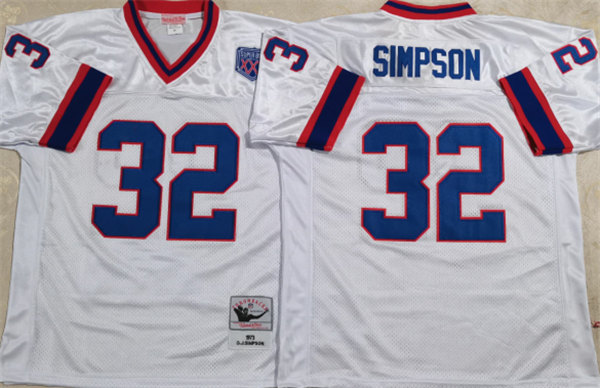 Buffalo Bills #32 SIMPSON White Stitched Jersey