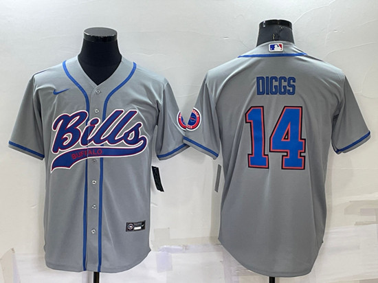 Buffalo Bills #14 Stefon Diggs Gray Cool Base Stitched Baseball Jersey