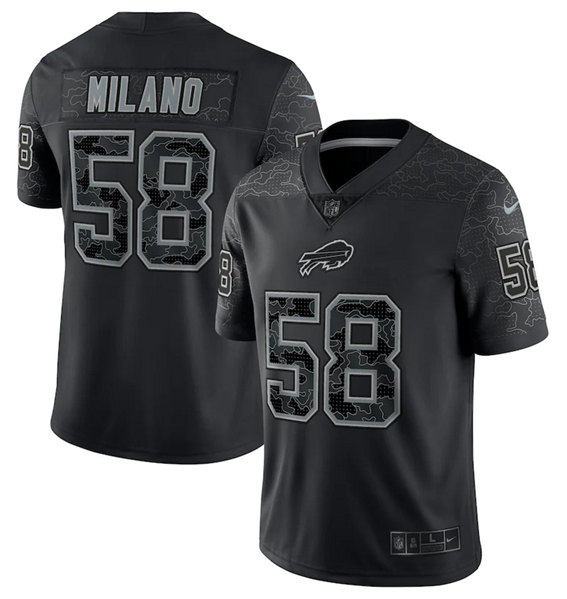 Buffalo Bills #58 Matt Milano Black Reflective Limited Stitched Football Jersey