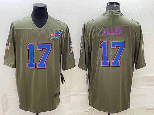 Buffalo Bills #17 Josh Allen Olive Salute To Service Limited Stitched Jersey