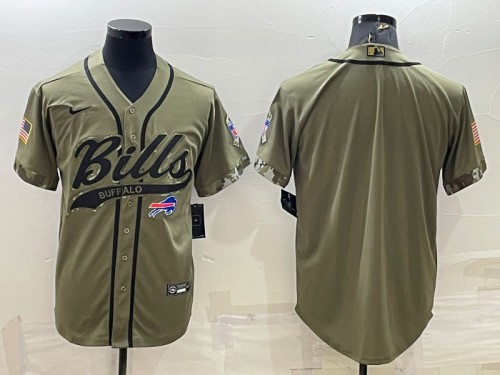Buffalo Bills Blank Olive Salute To Service Cool Base Stitched Baseball Jersey