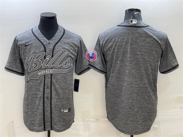 Buffalo Bills Blank Gray With Patch Cool Base Stitched Baseball Jersey
