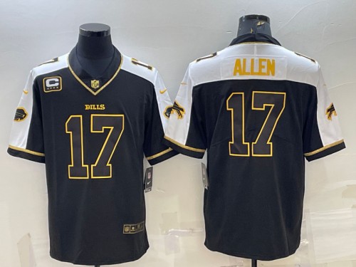 Buffalo Bills #17 Josh Allen Black Gold With C Patch Thanksgiving Vapor Untouchable Limited Stitched Jersey