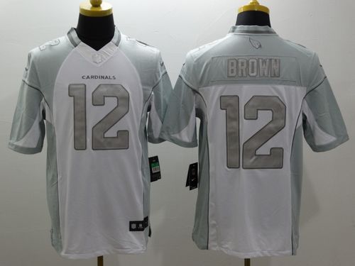 Cardinals #12 John Brown White Stitched Limited Platinum Nike Jersey