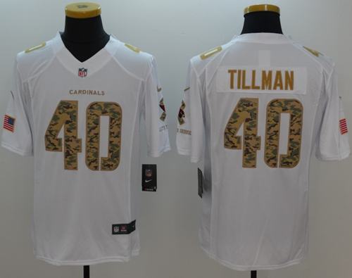 Cardinals #40 Pat Tillman White Stitched Limited Salute To Service Nike Jersey