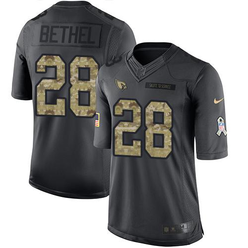 Cardinals #28 Justin Bethel Black Stitched Limited 2016 Salute To Service Nike Jersey