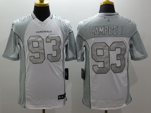 Cardinals #93 Calais Campbell White Stitched Limited Platinum Nike Jersey