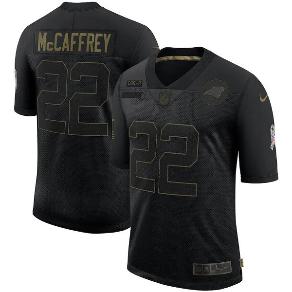 Carolina Panthers #22 Christian McCaffrey 2020 Black Salute To Service Limited Stitched Jersey