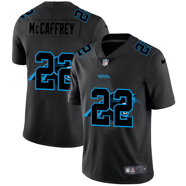 Carolina Panthers #22 Christian McCaffrey Black Shadow Logo Limited Stitched Jersey