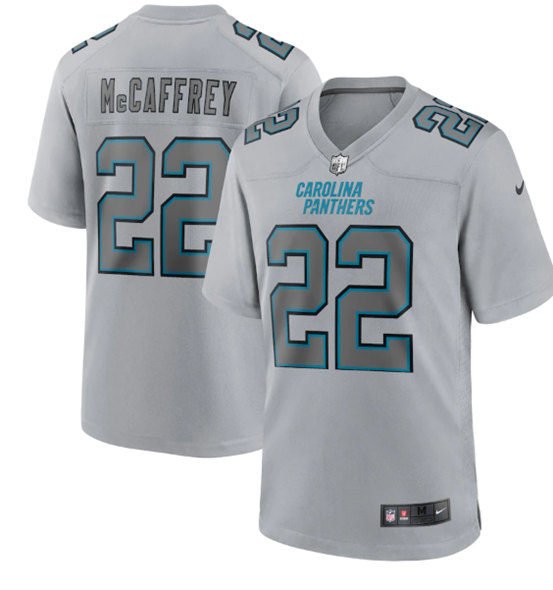 Carolina Panthers #22 Christian McCaffrey Gray Atmosphere Fashion Stitched Game Jersey