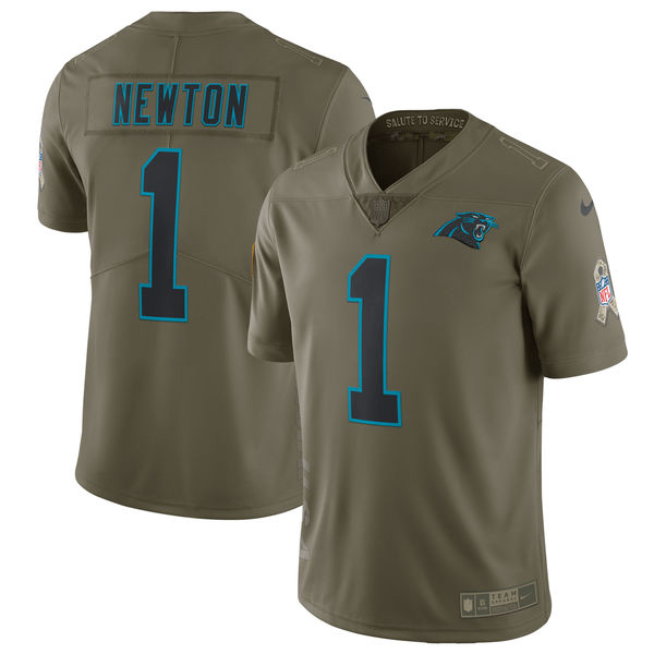 Carolina Panthers #1 Cam Newton Olive Salute To Service Limited Stitched Nike Jersey