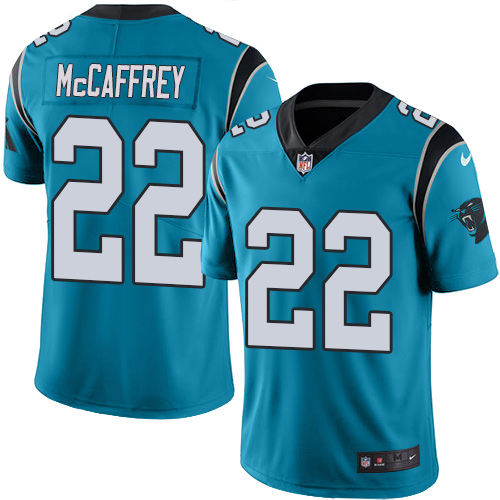 Carolina Panthers #22 Christian McCaffrey Blue Vapor Untouchable Limited Stitched Jersey