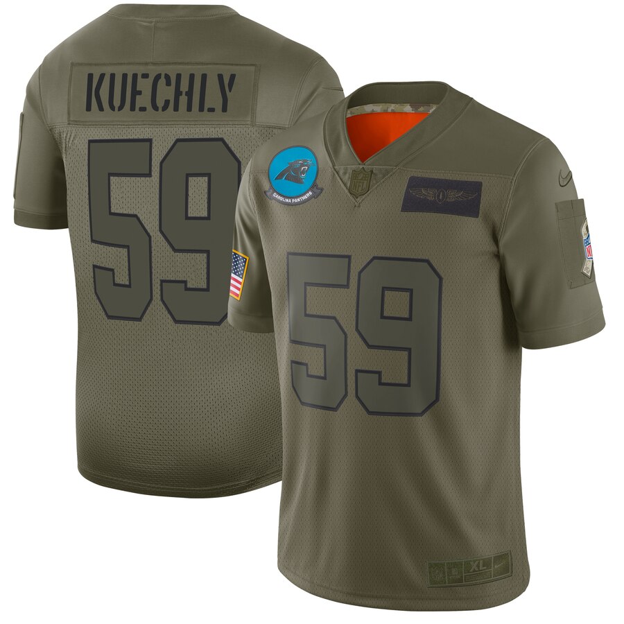 Carolina Panthers #59 Luke Kuechly 2019 Camo Salute To Service Limited Stitched Jersey