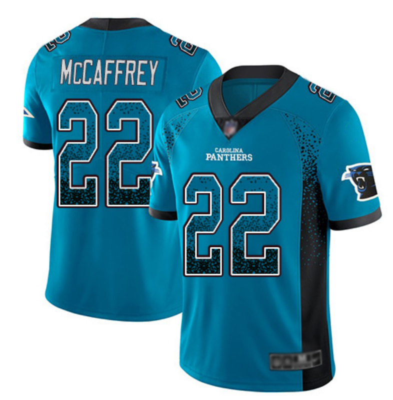 Carolina Panthers #22 Christian McCaffrey Blue Drift Fashion Color Rush Limited Stitched Jersey