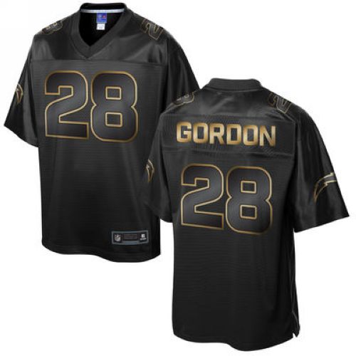 Chargers #28 Melvin Gordon Pro Line Black Gold Collection Stitched Game Nike Jersey
