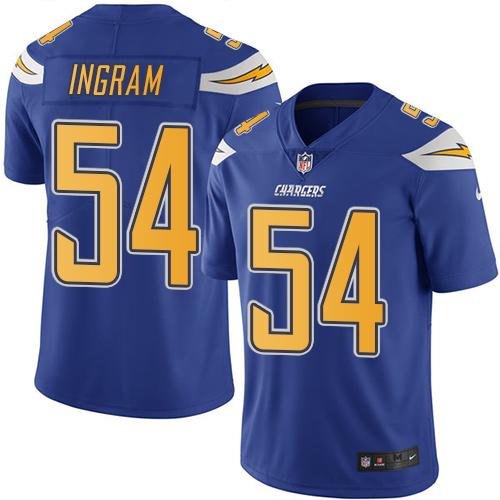 Chargers #54 Melvin Ingram Electric Blue Stitched Limited Rush Nike Jersey