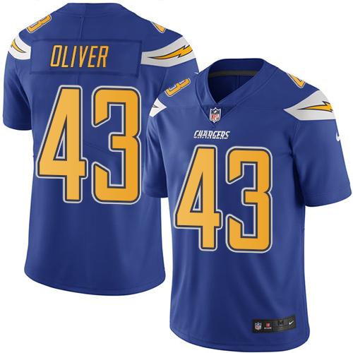 Chargers #43 Branden Oliver Electric Blue Stitched Limited Rush Nike Jersey