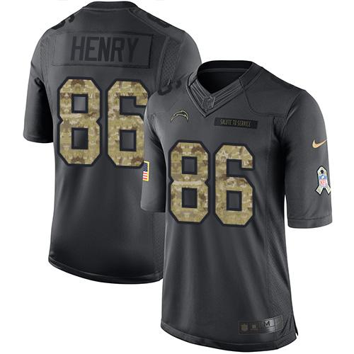 Chargers #86 Hunter Henry Black Stitched Limited 2016 Salute To Service Nike Jersey