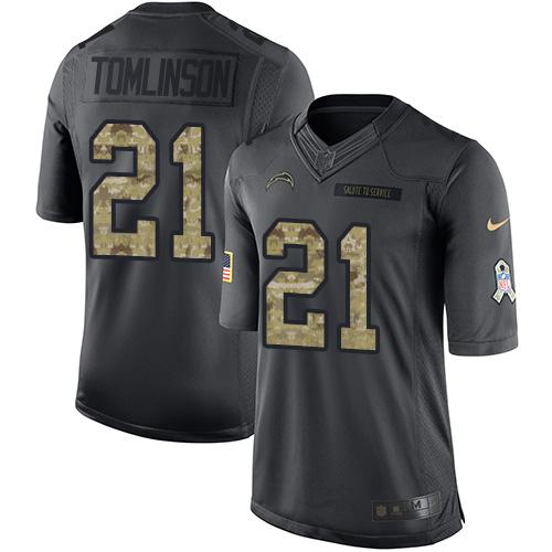 Chargers #21 LaDainian Tomlinson Black Stitched Limited 2016 Salute To Service Nike Jersey