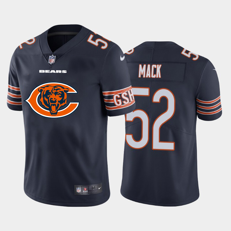 Chicago Bears #52 Khalil Mack Navy 2020 Team Big Logo Limited Stitched Jersey