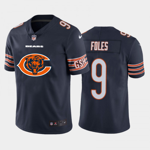 Chicago Bears #9 Nick Foles Navy 2020 Team Big Logo Limited Stitched Jersey