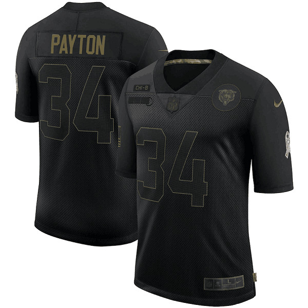 Chicago Bears #34 Walter Payton 2020 Black Salute To Service Limited Stitched Jersey