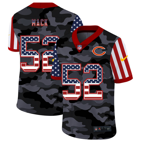 Chicago Bears #52 Khalil Mack 2020 Camo USA Flag Limited Stitched Jersey